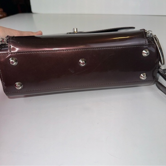 Beijo Brown Patent Top Handle Handbag Crossbody - Picture 9 of 16